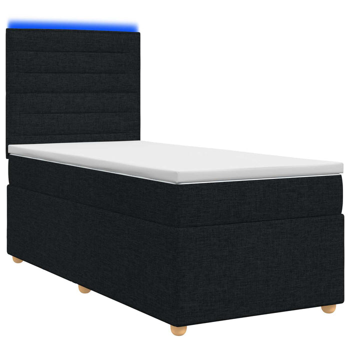 Pat boxspring cu saltea cu benzi LED Negru 80 x 200 cm Țesătură WALTI