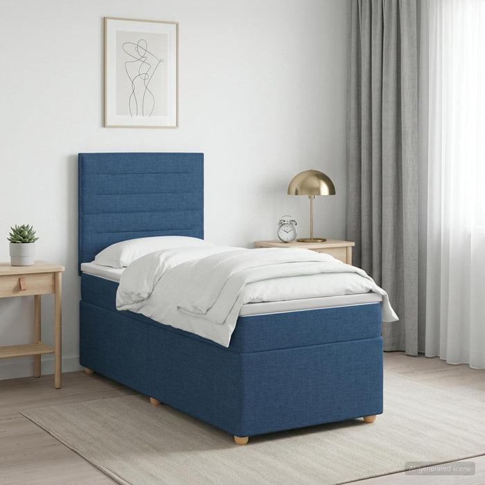 Pat boxspring cu saltea albastru 100 x 200 cm Țesătură WALTI