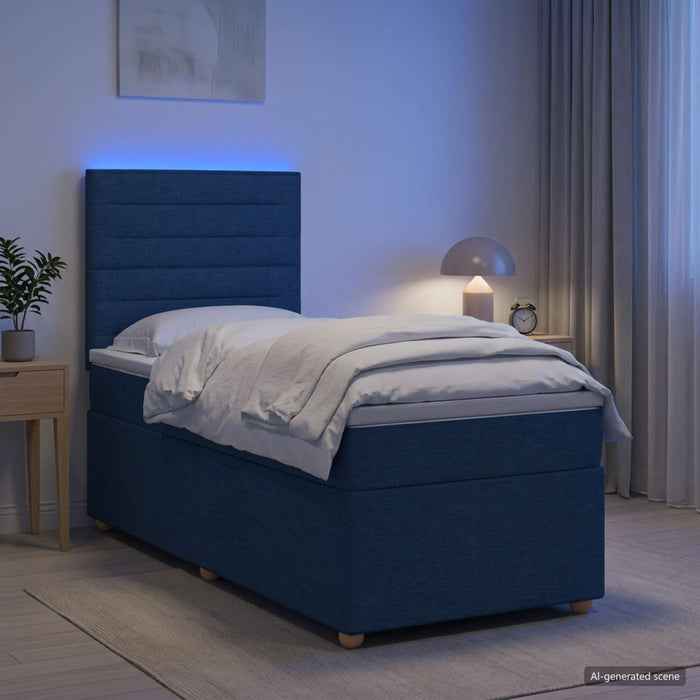 Pat boxspring cu saltea albastru 100 x 200 cm Țesătură WALTI