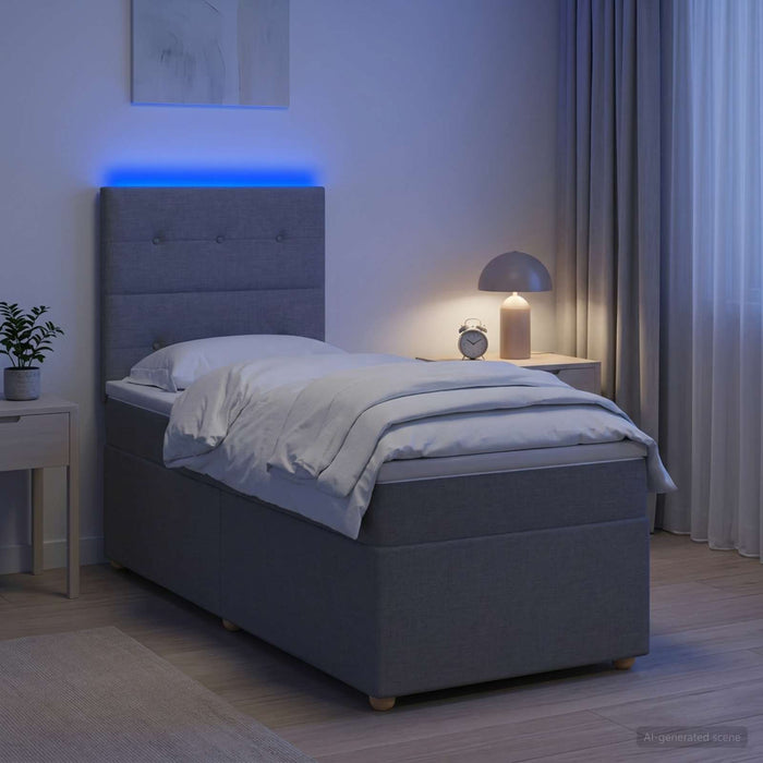 Pat boxspring cu saltea Gri deschis 100 x 200 cm Țesătură WALTI