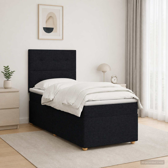 Pat boxspring cu saltea Negru 100 x 200 cm Țesătură - WALTI WALTI