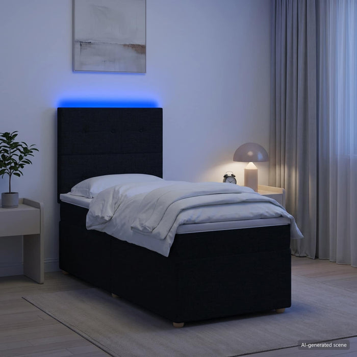 Pat boxspring cu saltea Negru 100 x 200 cm Țesătură - WALTI WALTI