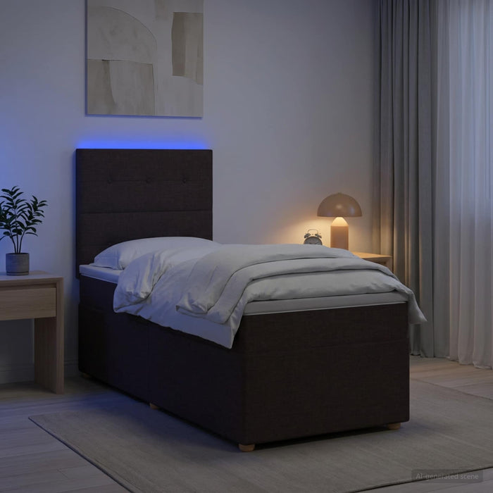 Pat boxspring cu saltea Maro închis 100 x 200 cm Țesătură - WALTI WALTI