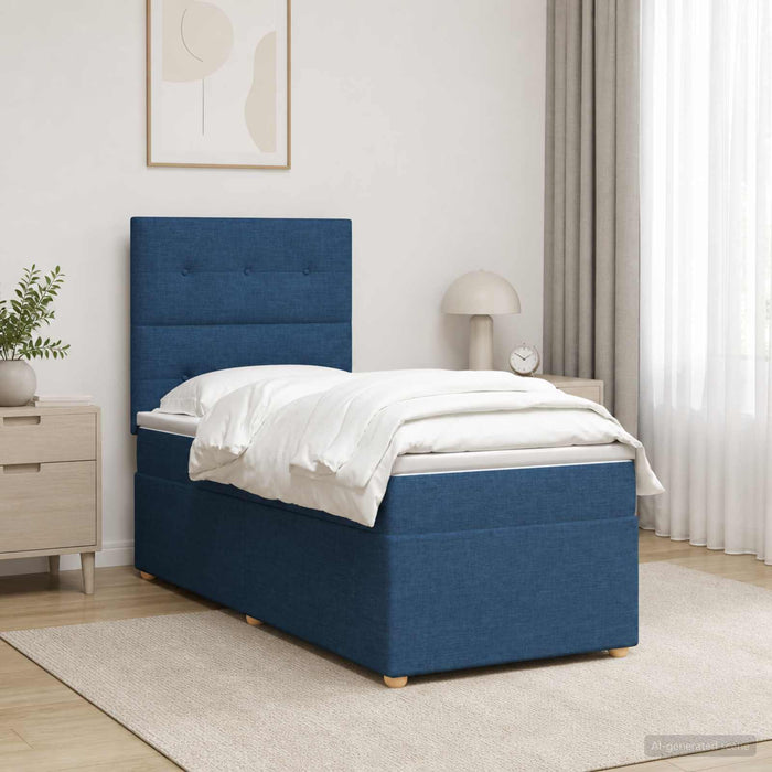Pat boxspring cu saltea albastru 90 x 200 cm Țesătură - WALTI WALTI