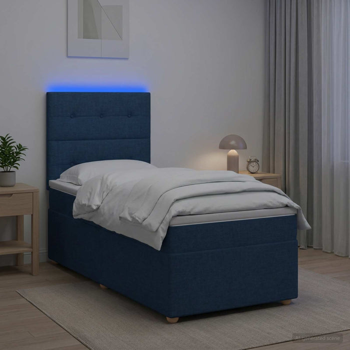 Pat boxspring cu saltea albastru 90 x 190 cm Țesătură - WALTI WALTI