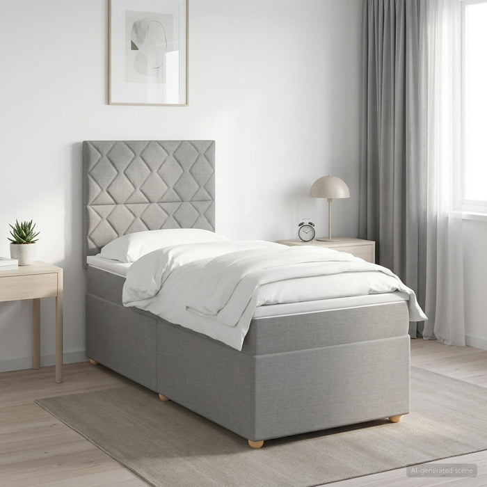 Pat boxspring cu saltea Gri deschis 90 x 190 cm Țesătură - WALTI WALTI