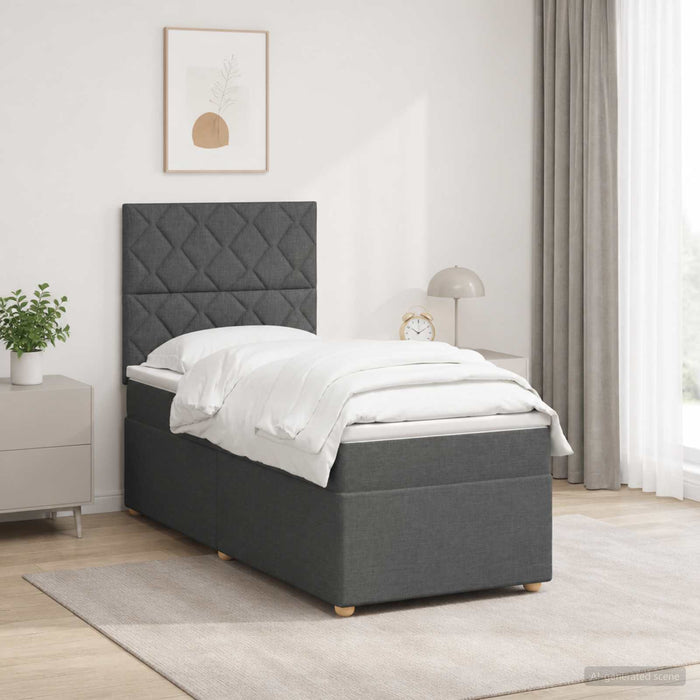 Pat boxspring cu saltea Gri închis 90 x 190 cm Țesătură - WALTI WALTI