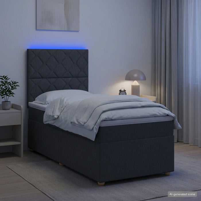 Pat boxspring cu saltea Gri închis 90 x 190 cm Țesătură - WALTI WALTI