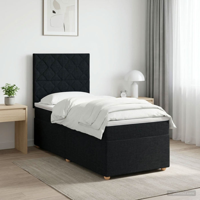 Pat boxspring cu saltea cu benzi LED Negru 90 x 200 cm Țesătură - WALTI WALTI