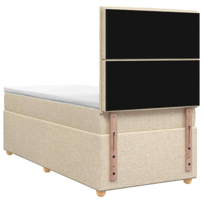 Pat boxspring cu saltea cu benzi LED Crem 80 x 200 cm Țesătură WALTI
