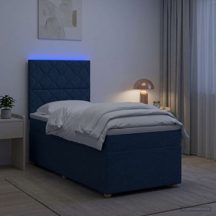 Pat boxspring cu saltea albastru 80 x 200 cm Țesătură WALTI