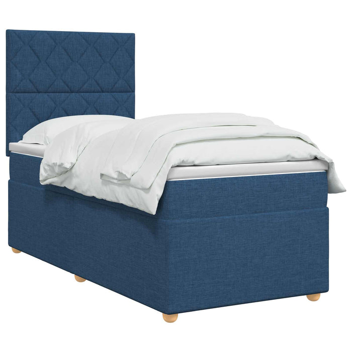 Pat boxspring cu saltea albastru 80 x 200 cm Țesătură WALTI