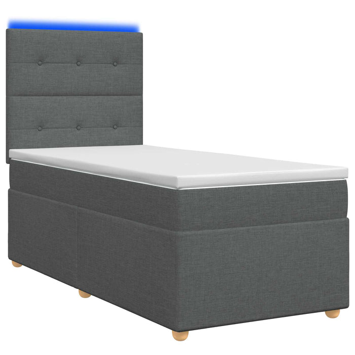Pat boxspring cu saltea Gri închis 90 x 190 cm Țesătură WALTI