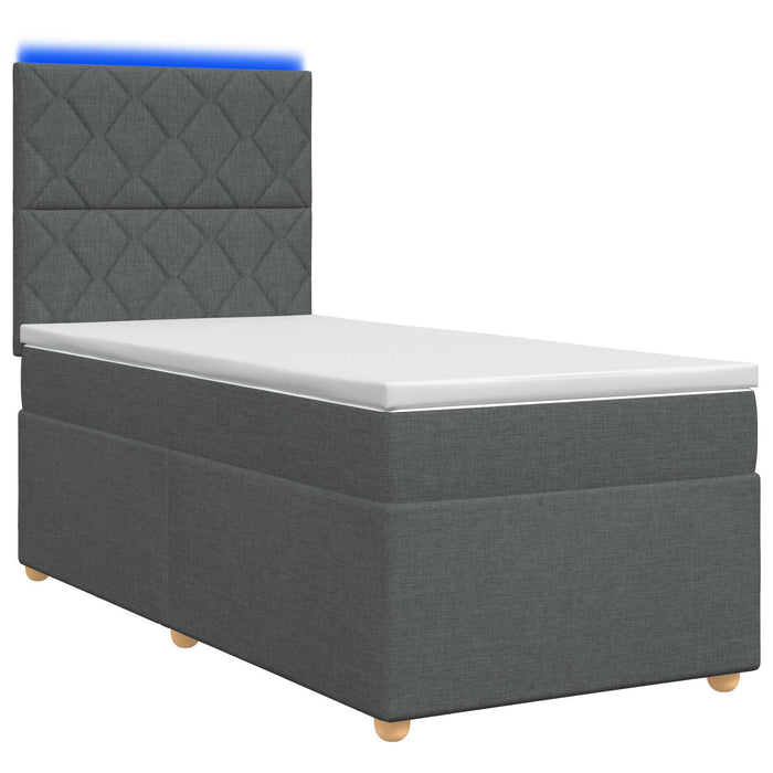 Pat boxspring cu saltea Gri închis 90 x 190 cm Țesătură - WALTI WALTI