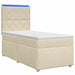 Pat boxspring cu saltea cu benzi LED Crem 90 x 190 cm Țesătură - WALTI WALTI
