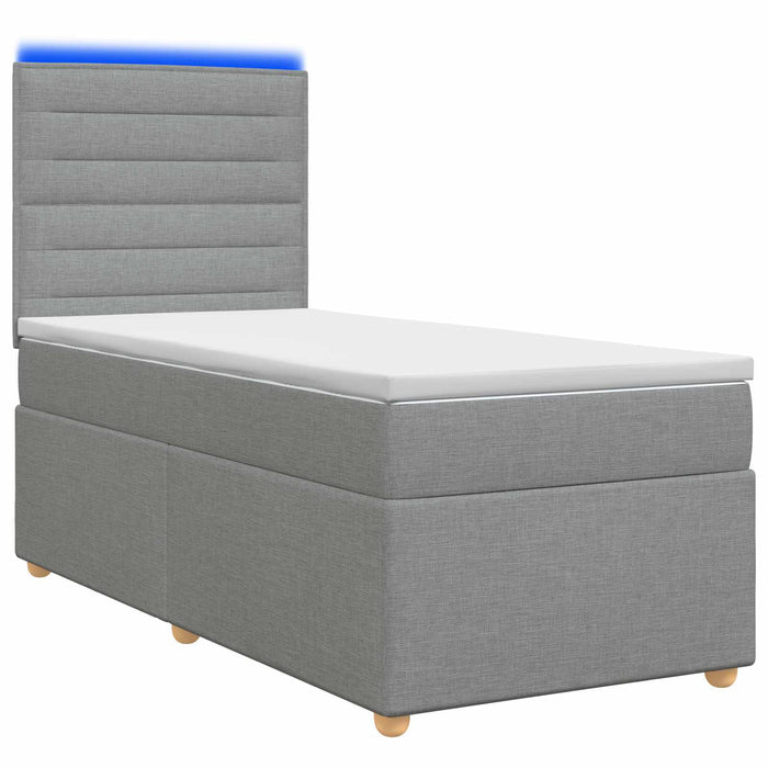 Pat boxspring cu saltea Gri deschis 90 x 200 cm Țesătură WALTI