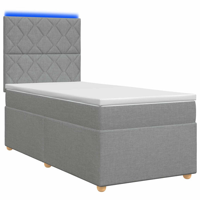 Pat boxspring cu saltea Gri deschis 90 x 200 cm Țesătură - WALTI WALTI