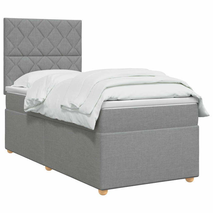 Pat boxspring cu saltea Gri deschis 90 x 200 cm Țesătură - WALTI WALTI