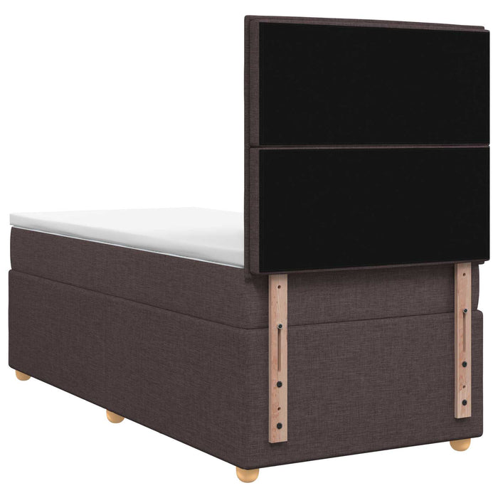 Pat boxspring cu saltea Maro închis 90 x 200 cm Țesătură WALTI