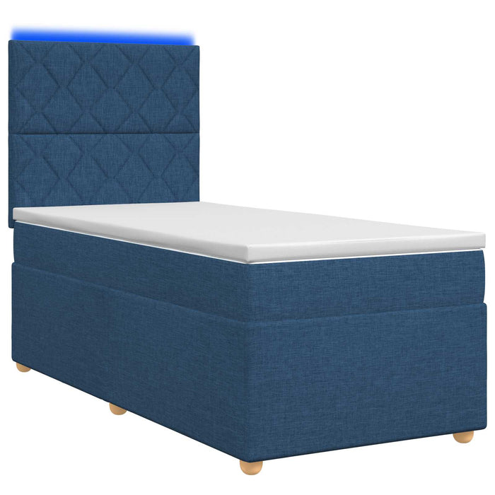 Pat boxspring cu saltea albastru 90 x 200 cm Țesătură WALTI