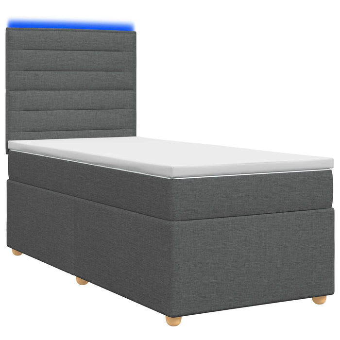 Pat boxspring cu saltea Gri închis 100 x 200 cm Țesătură WALTI