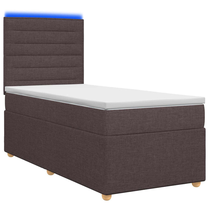 Pat boxspring cu saltea Maro închis 100 x 200 cm Țesătură WALTI