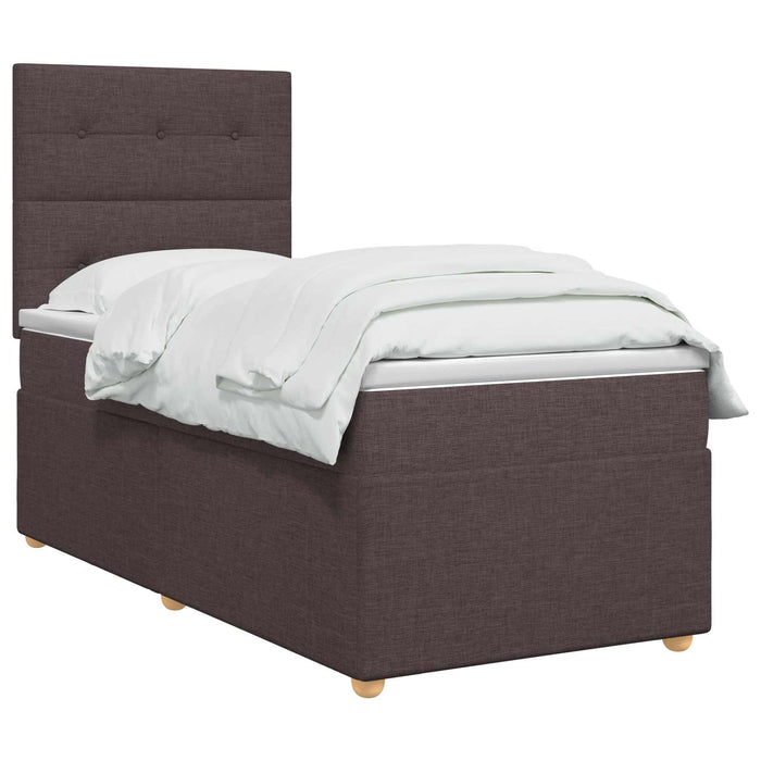 Pat boxspring cu saltea Maro închis 100 x 200 cm Țesătură - WALTI WALTI