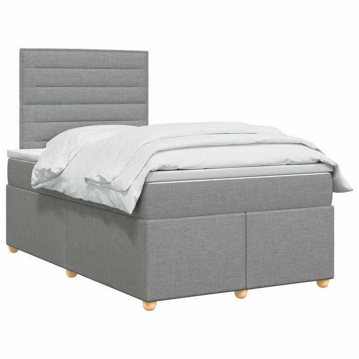 Pat boxspring cu saltea Gri deschis 120 x 190 cm Țesătură WALTI