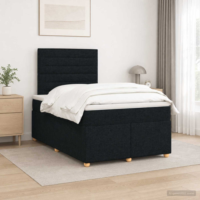Pat boxspring cu saltea Negru 120 x 200 cm Țesătură - WALTI WALTI
