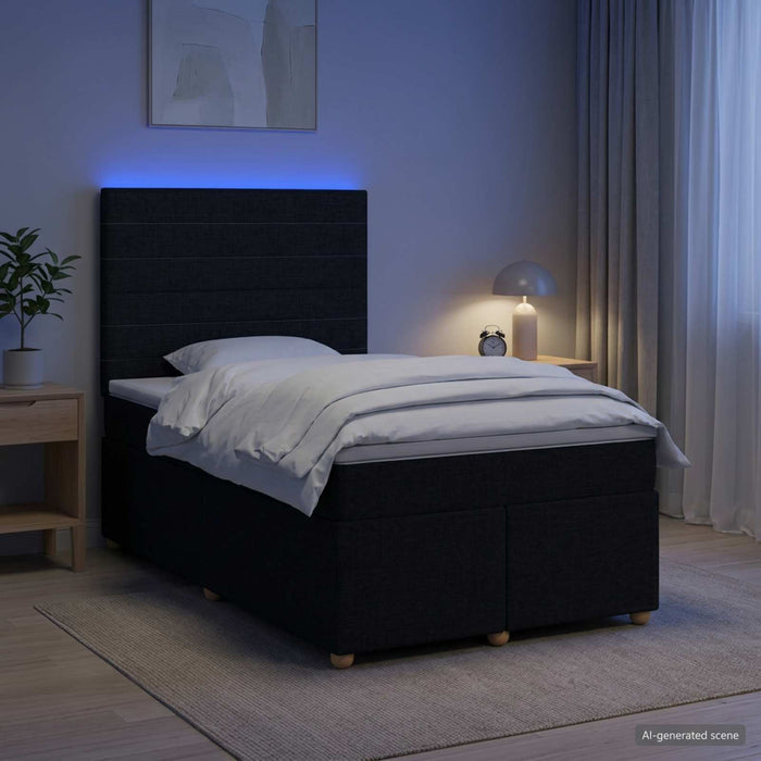 Pat boxspring cu saltea Negru 120 x 190 cm Țesătură WALTI