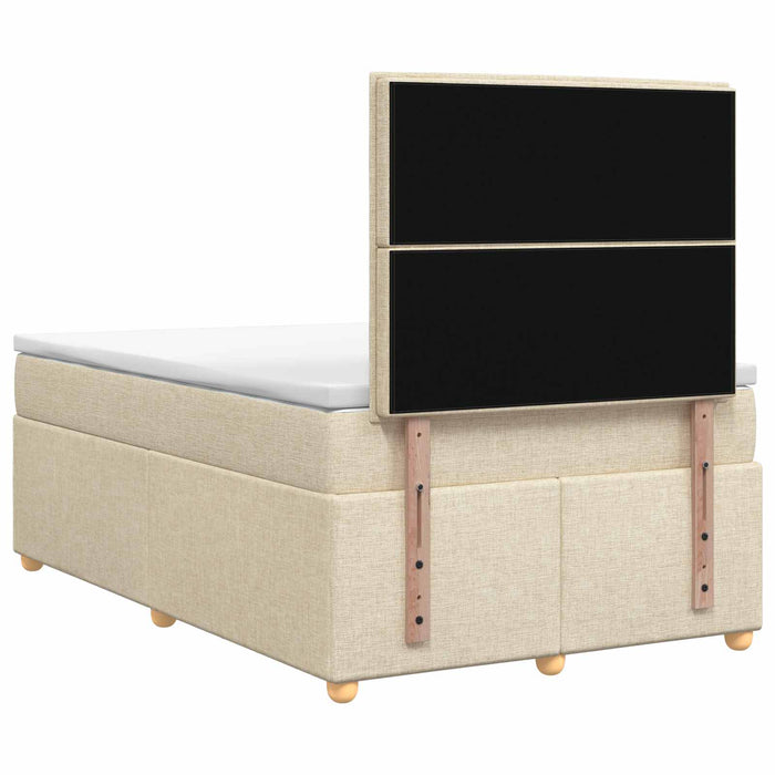 Pat boxspring cu saltea cu benzi LED Crem 120 x 190 cm Țesătură WALTI