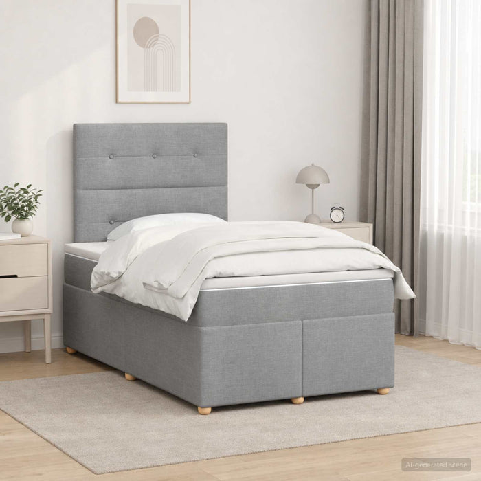 Pat boxspring cu saltea Gri deschis 120 x 190 cm Țesătură WALTI