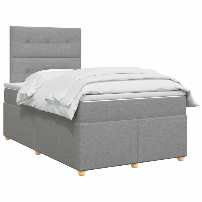 Pat boxspring cu saltea Gri deschis 120 x 190 cm Țesătură WALTI