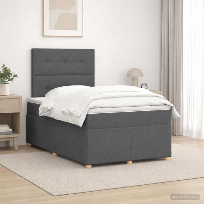 Pat boxspring cu saltea Gri închis 120 x 190 cm Țesătură - WALTI WALTI
