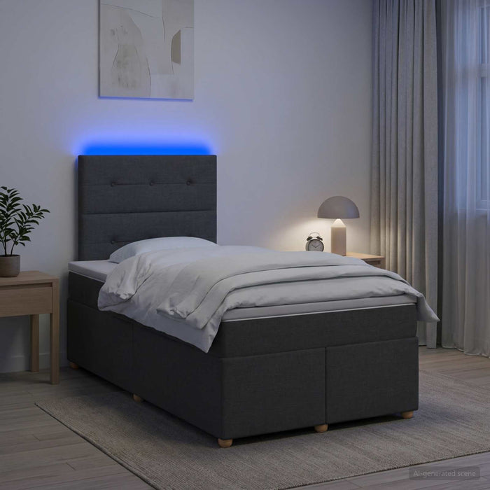 Pat boxspring cu saltea Gri închis 120 x 190 cm Țesătură - WALTI WALTI