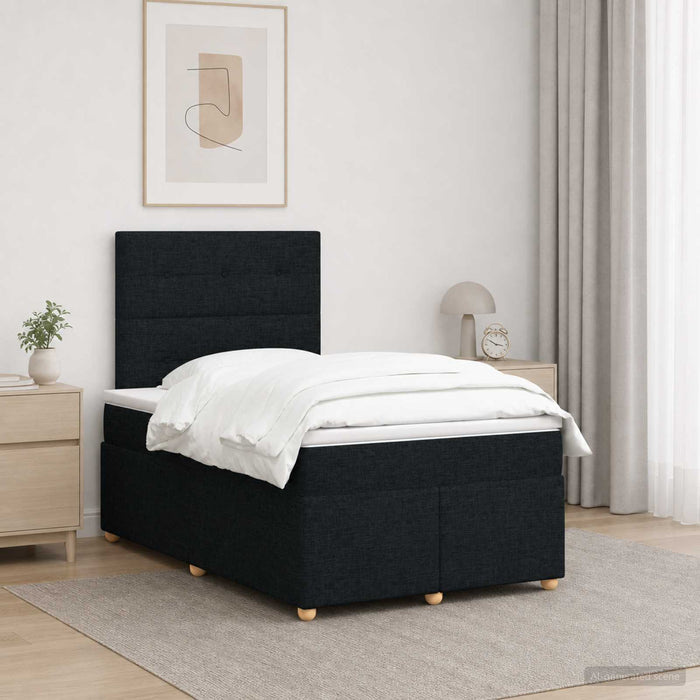 Pat boxspring cu saltea Negru 120 x 190 cm Țesătură - WALTI WALTI