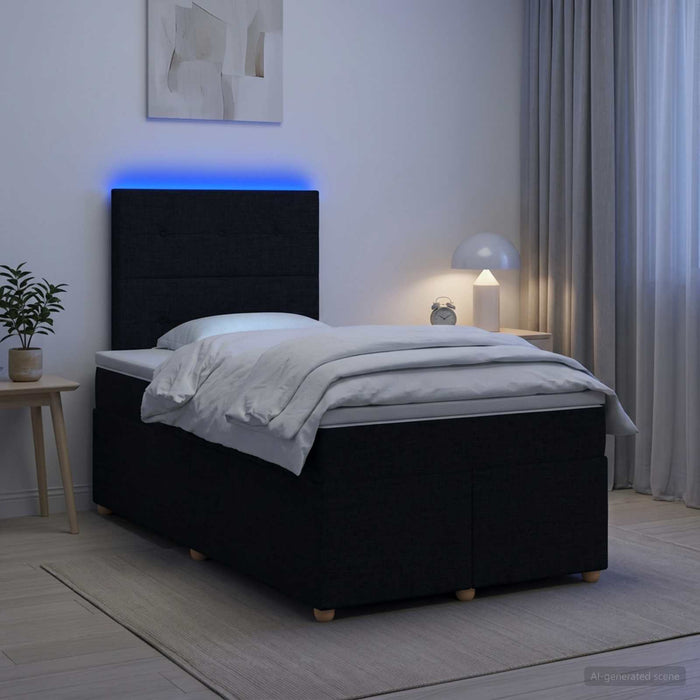 Pat boxspring cu saltea Negru 120 x 200 cm Țesătură - WALTI WALTI