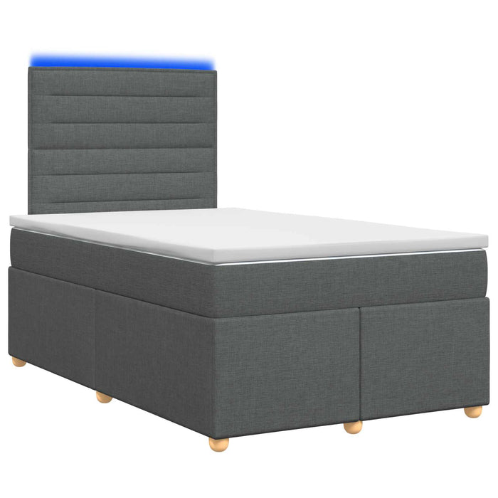 Pat boxspring cu saltea Gri închis 120 x 200 cm Țesătură WALTI