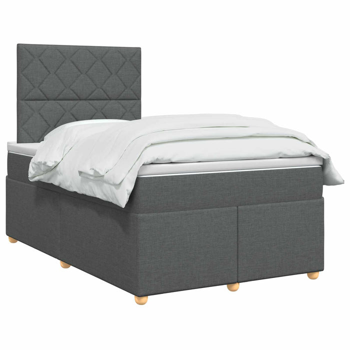 Pat boxspring cu saltea Gri închis 120 x 200 cm Țesătură WALTI