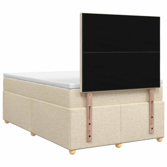 Pat boxspring cu saltea cu benzi LED Crem 120 x 200 cm Țesătură WALTI