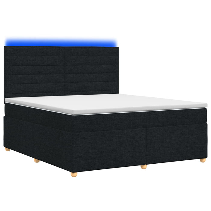 Pat boxspring cu saltea Negru 140 x 190 cm Țesătură WALTI