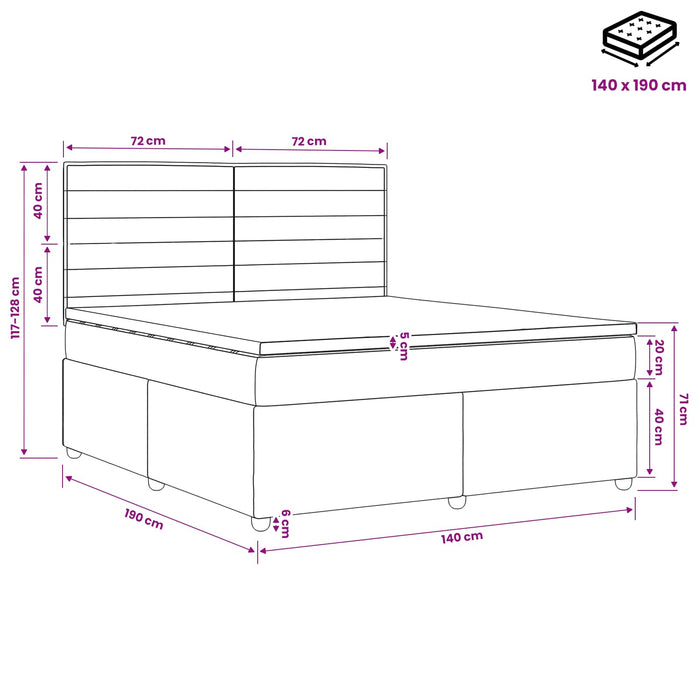 Pat boxspring cu saltea Negru 140 x 190 cm Țesătură WALTI