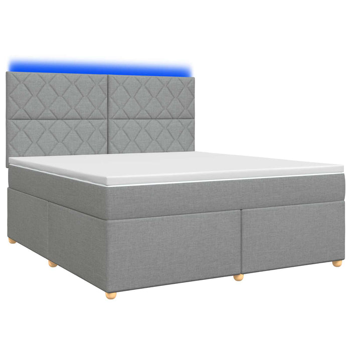 Pat boxspring cu saltea Gri deschis 140 x 190 cm Țesătură WALTI