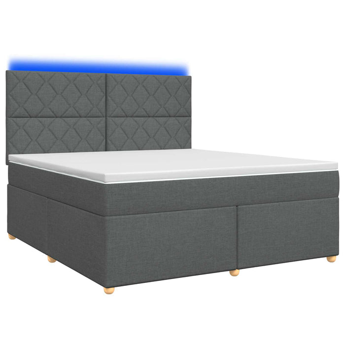 Pat boxspring cu saltea Gri închis 140 x 190 cm Țesătură WALTI