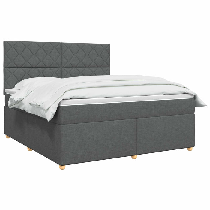 Pat boxspring cu saltea Gri închis 140 x 190 cm Țesătură WALTI