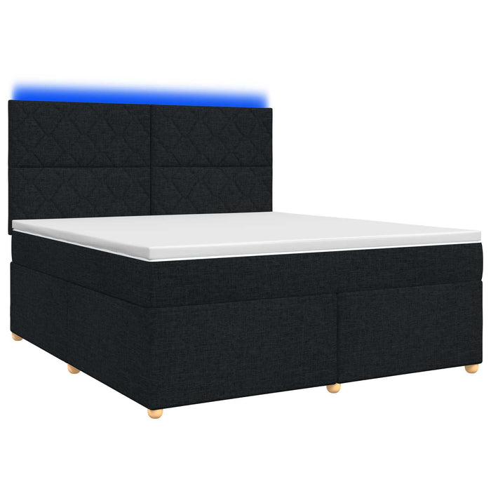 Pat boxspring cu saltea Negru 140 x 190 cm Țesătură WALTI