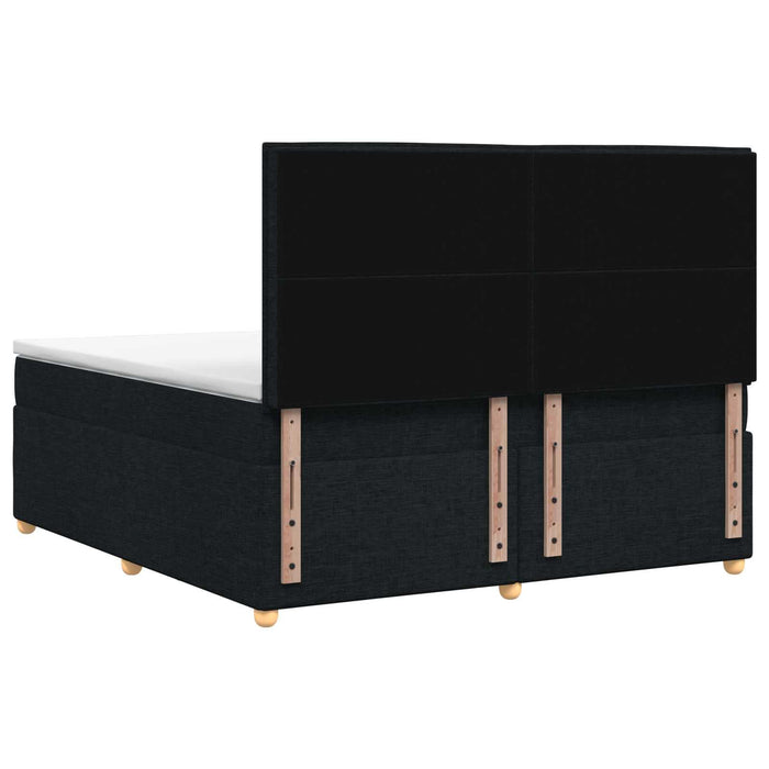 Pat boxspring cu saltea Negru 140 x 190 cm Țesătură WALTI