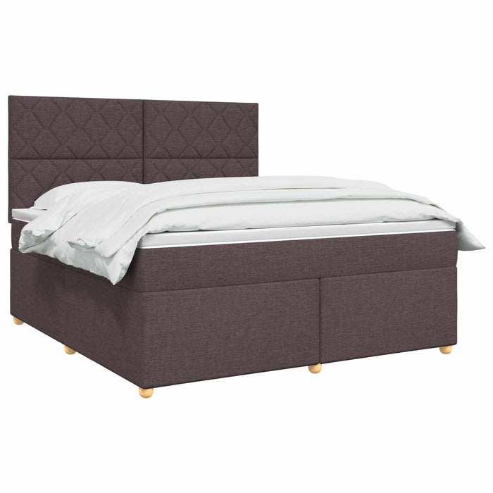 Pat boxspring cu saltea Maro închis 140 x 190 cm Țesătură WALTI