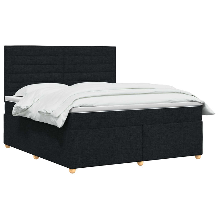Pat boxspring cu saltea Negru 140 x 200 cm Țesătură WALTI
