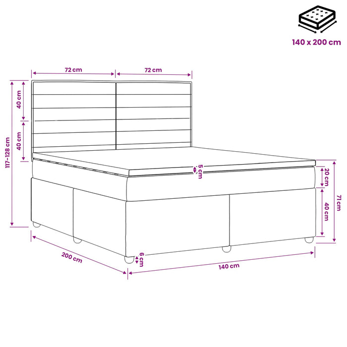 Pat boxspring cu saltea Negru 140 x 200 cm Țesătură WALTI